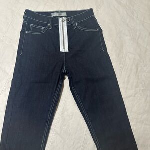 Dark Denim Jeans with White Stitching
